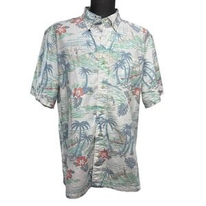 Reyn Spooner Kaimana Beach Shirt Men Size XL Button Front Classic White Surfing